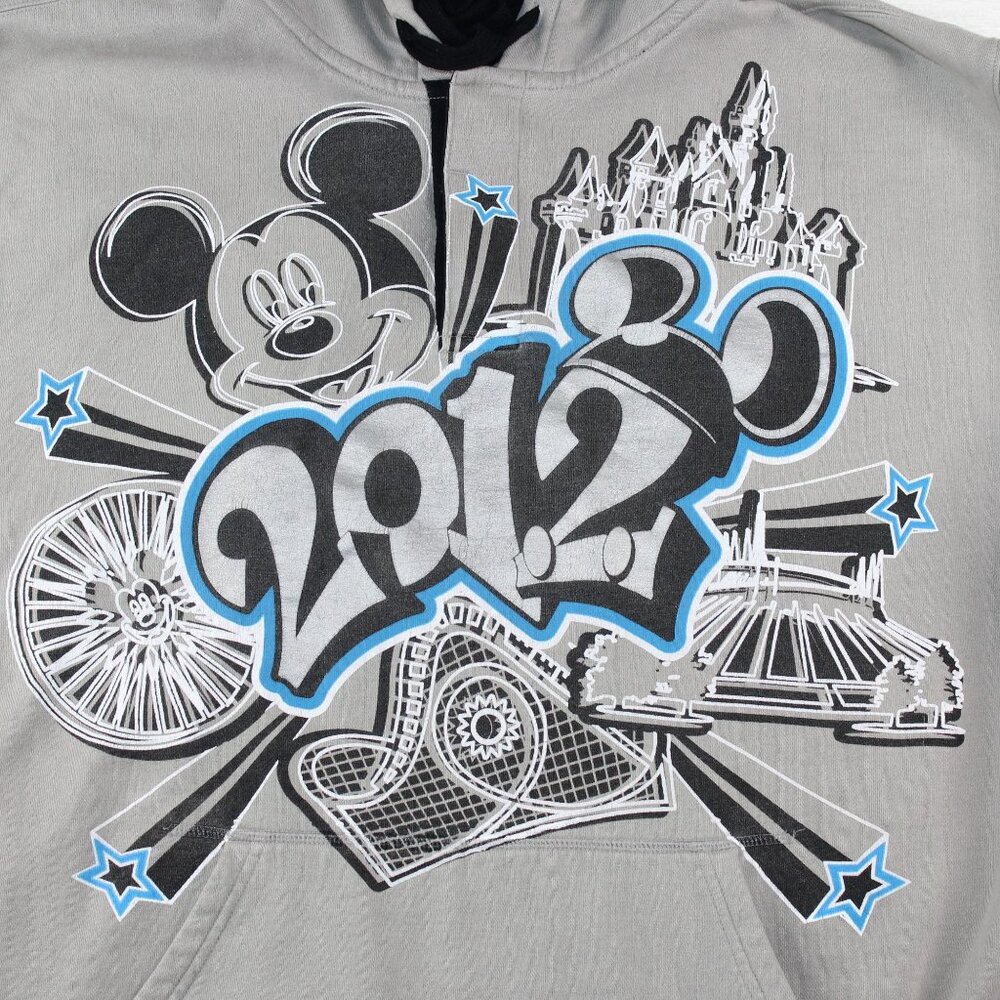 Disneyland Resort Unisex XL 2 Btn Gray Hoodie Mickey Mouse Embroidered Graphic - Picture 5 of 11